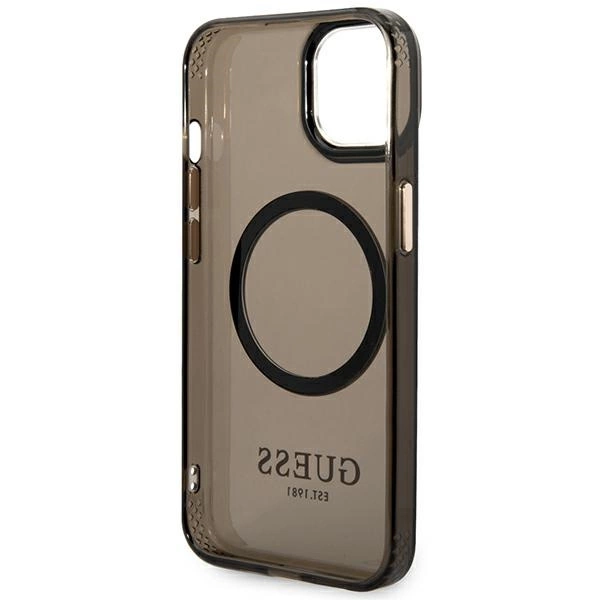 Guess GUHMP14MHTCMK iPhone 14 Plus 6.7" black/black hard case Gold Outline Translucent MagSafeeng