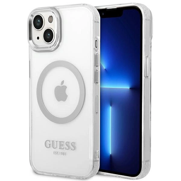 Guess GUHMP14MHTRMS iPhone 14 Plus 6.7" silver/silver hard case Metal Outline Magsafeeng