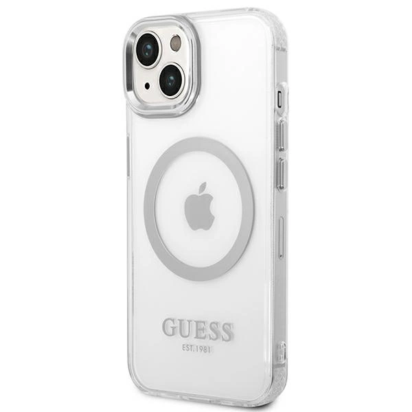 Guess GUHMP14MHTRMS iPhone 14 Plus 6.7" silver/silver hard case Metal Outline Magsafeeng