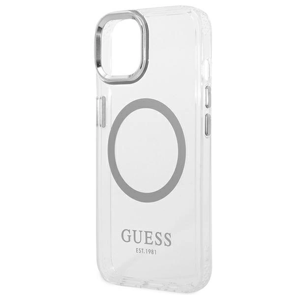 Guess GUHMP14MHTRMS iPhone 14 Plus 6.7" silver/silver hard case Metal Outline Magsafeeng