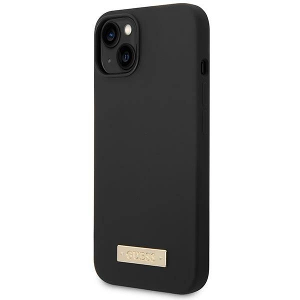 Guess GUHMP14MSBPLK iPhone 14 Plus 6.7" black/black hard case Silicone Logo Plate MagSafeeng