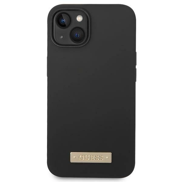 Guess GUHMP14MSBPLK iPhone 14 Plus 6.7" black/black hard case Silicone Logo Plate MagSafeeng