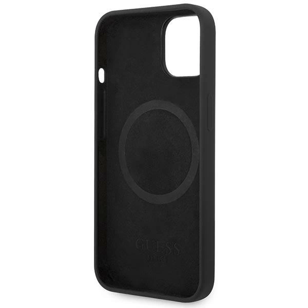Guess GUHMP14MSBPLK iPhone 14 Plus 6.7" black/black hard case Silicone Logo Plate MagSafeeng