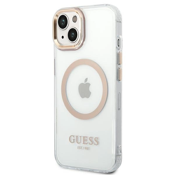 Guess GUHMP14SHTRMD iPhone 14 6.1 "gold / gold hard case Metal Outline Magsafeeng