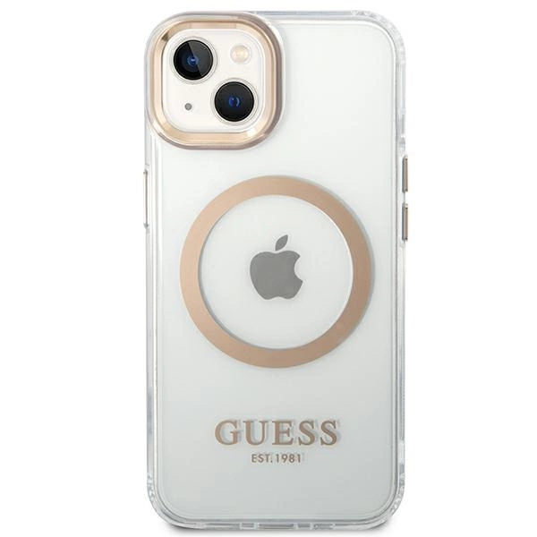 Guess GUHMP14SHTRMD iPhone 14 6.1 "gold / gold hard case Metal Outline Magsafeeng