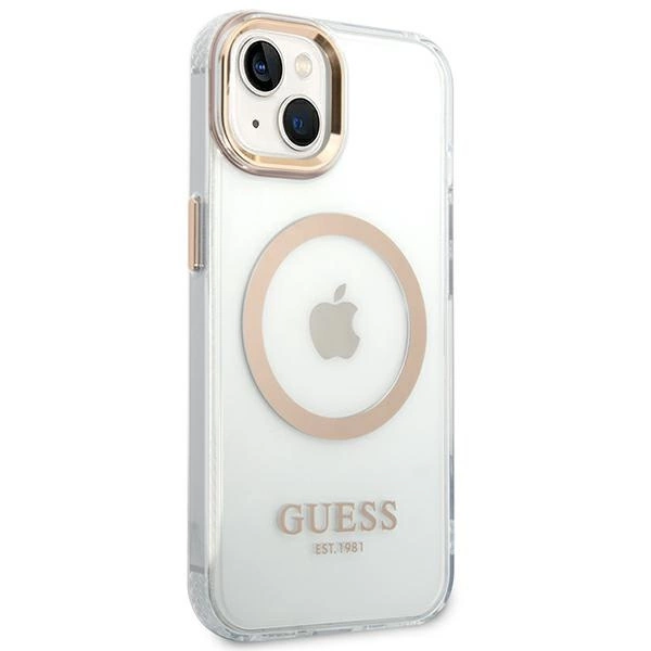 Guess GUHMP14SHTRMD iPhone 14 6.1 "gold / gold hard case Metal Outline Magsafeeng