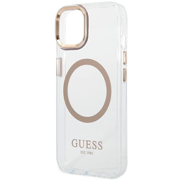 Guess GUHMP14SHTRMD iPhone 14 6.1 "gold / gold hard case Metal Outline Magsafeeng