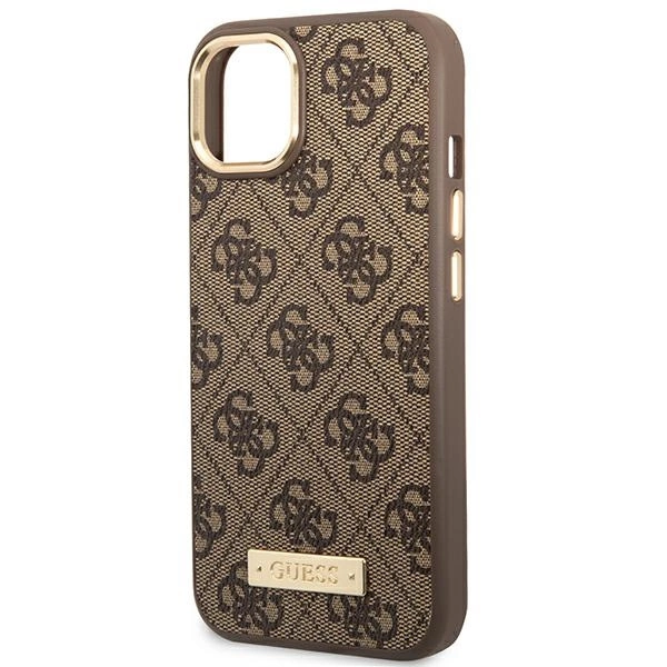 Guess GUHMP14SU4GPRW iPhone 14 6.1 "brown / brown hard case 4G Logo Plate MagSafeeng
