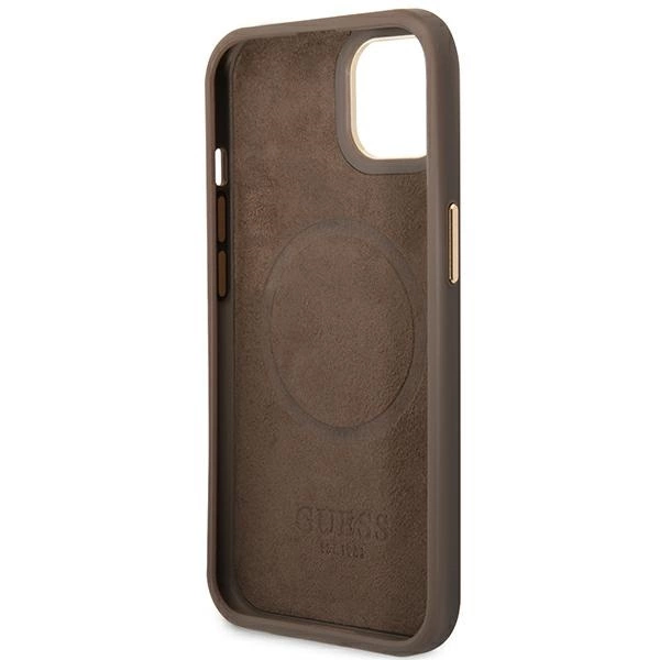 Guess GUHMP14SU4GPRW iPhone 14 6.1 "brown / brown hard case 4G Logo Plate MagSafeeng