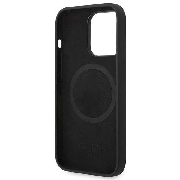 Guess GUHMP14XSBPLK iPhone 14 Pro Max 6.7" black/black hard case Silicone Logo Plate MagSafeeng