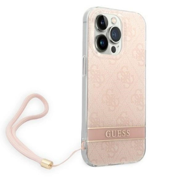 Guess 4G Print Strap iPhone 14 Pro Case - Pinkeng