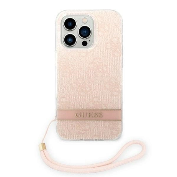 Guess 4G Print Strap iPhone 14 Pro Case - Pinkeng