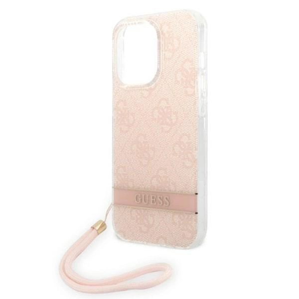 Guess 4G Print Strap iPhone 14 Pro Case - Pinkeng