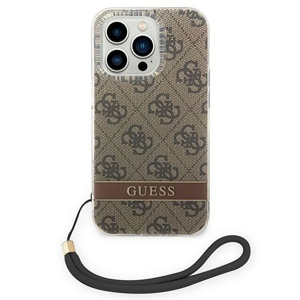 Guess GUOHCP14LH4STW iPhone 14 Pro 6.1 "brown / brown hardcase 4G Print Strapeng