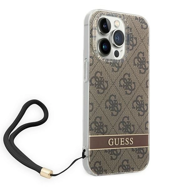 Guess GUOHCP14LH4STW iPhone 14 Pro 6.1 "brown / brown hardcase 4G Print Strapeng