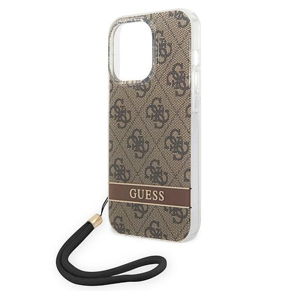 Guess GUOHCP14LH4STW iPhone 14 Pro 6.1 "brown / brown hardcase 4G Print Strapeng