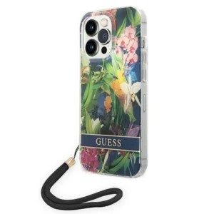 Guess GUOHCP14LHFLSB iPhone 14 Pro 6.1 "blue / blue hardcase Flower Strapeng