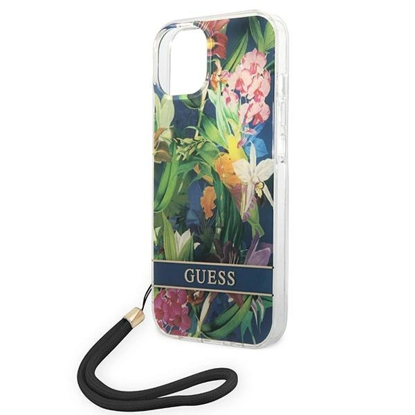 Guess GUOHCP14MHFLSB iPhone 14 Plus 6.7 "blue / blue hardcase Flower Strapeng