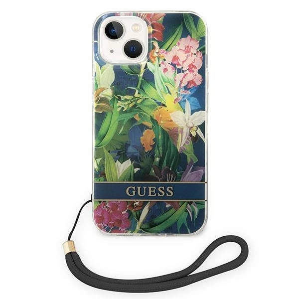 Guess GUOHCP14SHFLSB iPhone 14 6.1 "blue / blue hardcase Flower Strapeng