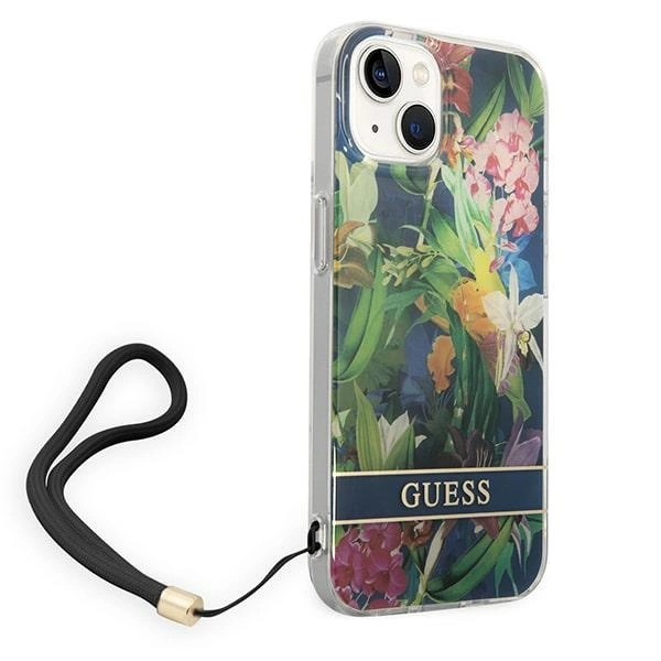 Guess GUOHCP14SHFLSB iPhone 14 6.1 "blue / blue hardcase Flower Strapeng