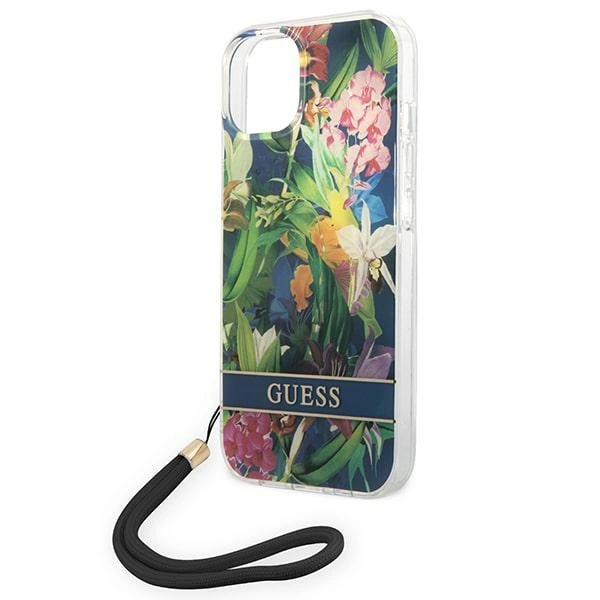 Guess GUOHCP14SHFLSB iPhone 14 6.1 "blue / blue hardcase Flower Strapeng