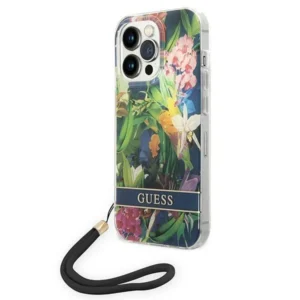 Guess GUOHCP14XHFLSB iPhone 14 Pro Max 6.7 "blue / blue hardcase Flower Strapeng