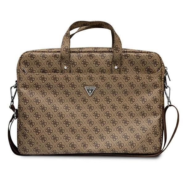 Guess Saffiano 4G Triangle Logo bag for a 16'' laptop - browneng