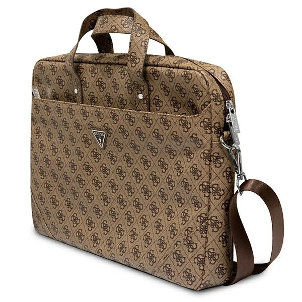 Guess Saffiano 4G Triangle Logo bag for a 16'' laptop - browneng