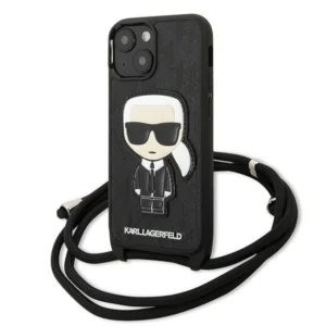 Karl Lagerfeld KLHCP13SCMNIPK iPhone 13 mini 5,4 "hardcase black / black Leather Monogram Patch and Cord Iconikeng