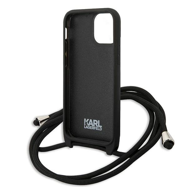 Karl Lagerfeld KLHCP13SCMNIPK iPhone 13 mini 5,4 "hardcase black / black Leather Monogram Patch and Cord Iconikeng