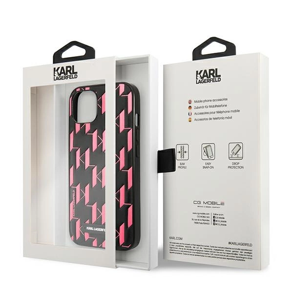 Karl Lagerfeld KLHCP13SMNMP1P iPhone 13 mini 5,4 "hardcase pink / pink Monogram Plaqueeng