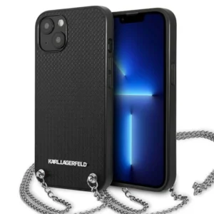Karl Lagerfeld KLHCP13SPMK iPhone 13 mini 5,4 "hardcase black / black Leather Textured and Chaineng