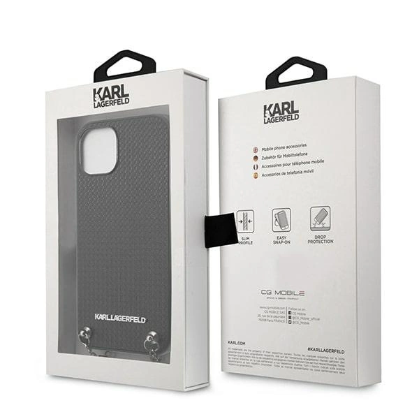 Karl Lagerfeld KLHCP13SPMK iPhone 13 mini 5,4 "hardcase black / black Leather Textured and Chaineng