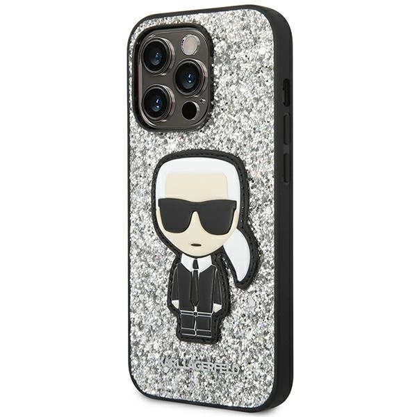 Karl Lagerfeld KLHCP14LGFKPG iPhone 14 Pro 6.1 "hardcase silver / silver Glitter Flakes Ikonikeng