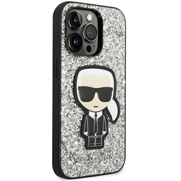 Karl Lagerfeld KLHCP14LGFKPG iPhone 14 Pro 6.1 "hardcase silver / silver Glitter Flakes Ikonikeng