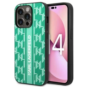Karl Lagerfeld Monogram Stripe iPhone 14 Pro Case - Greeneng