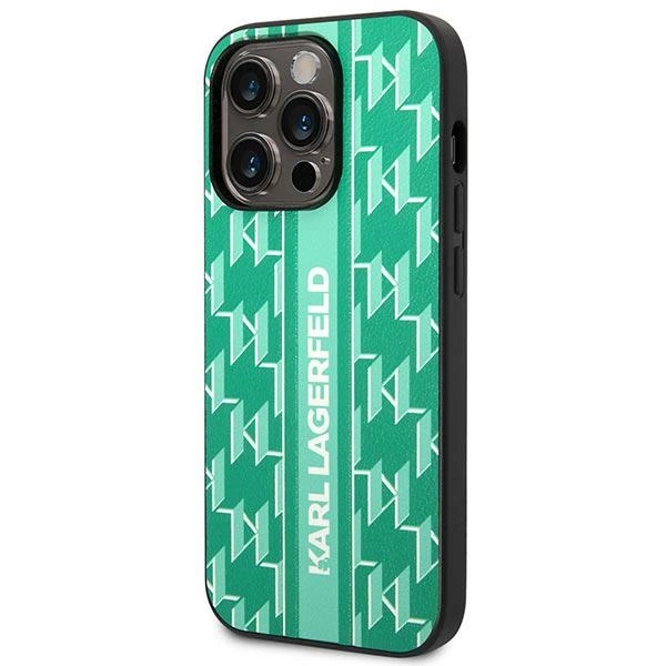 Karl Lagerfeld Monogram Stripe iPhone 14 Pro Case - Greeneng
