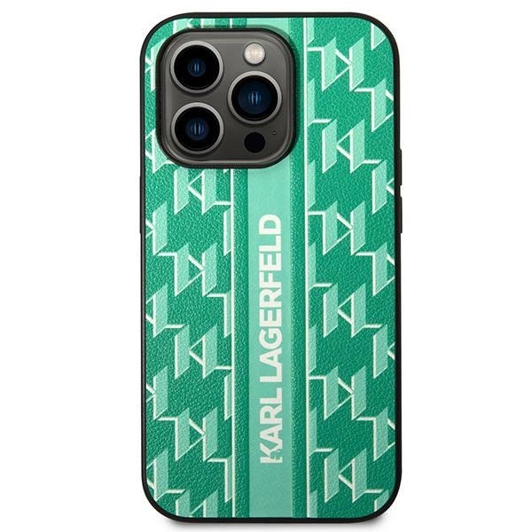 Karl Lagerfeld Monogram Stripe iPhone 14 Pro Case - Greeneng