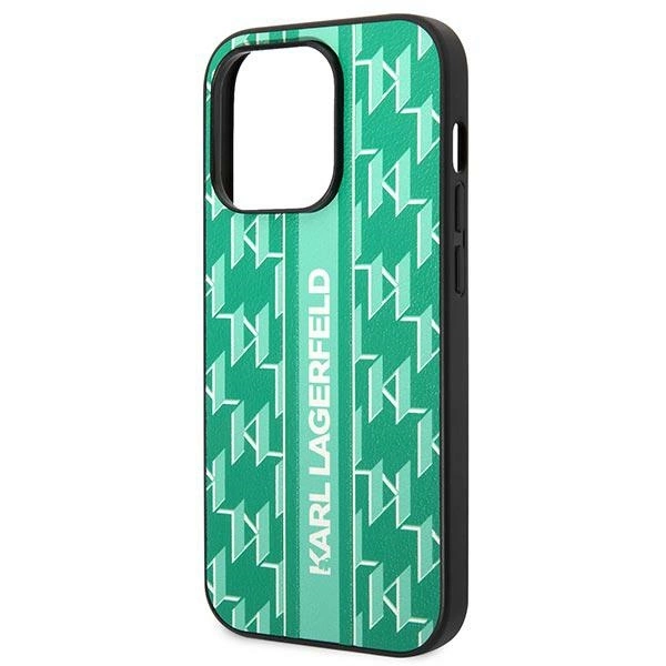 Karl Lagerfeld Monogram Stripe iPhone 14 Pro Case - Greeneng