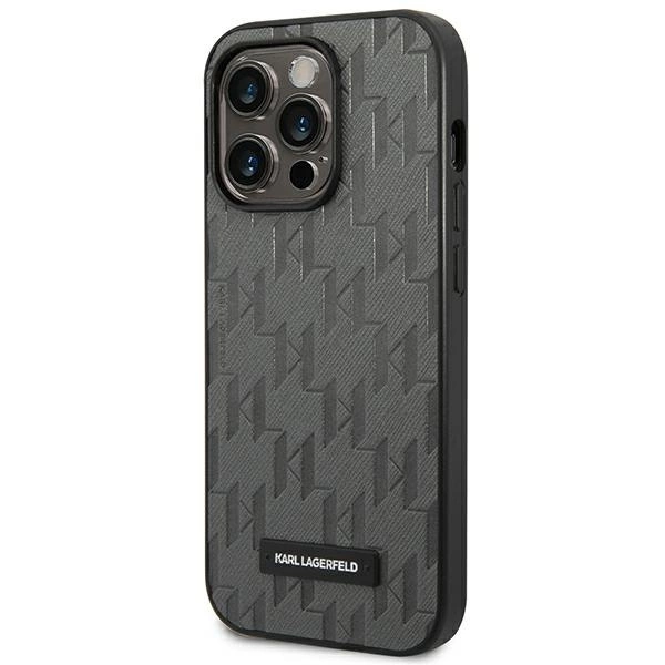 Karl Lagerfeld KLHCP14LSAKLHPG iPhone 14 Pro 6.1 "hardcase gray / gray Saffiano Mono Metal Logoeng