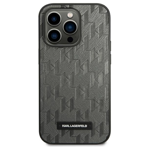 Karl Lagerfeld KLHCP14LSAKLHPG iPhone 14 Pro 6.1 "hardcase gray / gray Saffiano Mono Metal Logoeng