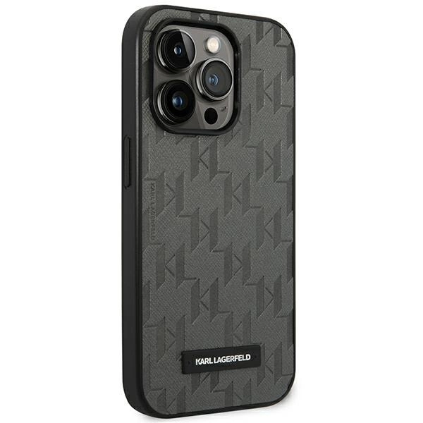 Karl Lagerfeld KLHCP14LSAKLHPG iPhone 14 Pro 6.1 "hardcase gray / gray Saffiano Mono Metal Logoeng
