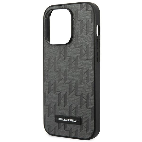 Karl Lagerfeld KLHCP14LSAKLHPG iPhone 14 Pro 6.1 "hardcase gray / gray Saffiano Mono Metal Logoeng