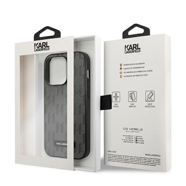 Karl Lagerfeld KLHCP14LSAKLHPG iPhone 14 Pro 6.1 "hardcase gray / gray Saffiano Mono Metal Logoeng