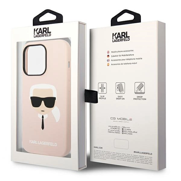 Karl Lagerfeld KLHCP14LSLKHLP iPhone 14 Pro 6.1 "hardcase pink / pink Silicone Karl`s Headeng