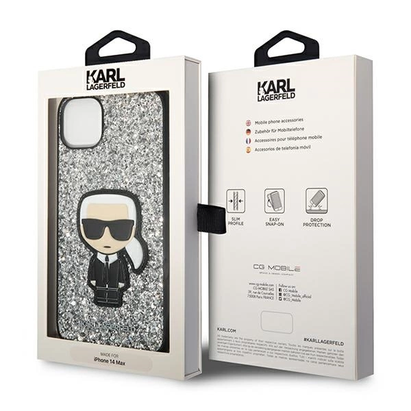 Karl Lagerfeld KLHCP14MGFKPG iPhone 14 Plus 6.7 "hardcase silver / silver Glitter Flakes Ikonikeng