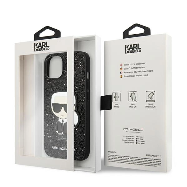 Karl Lagerfeld KLHCP14MGFKPK iPhone 14 Plus 6.7 "hardcase black / black Glitter Flakes Ikonikeng
