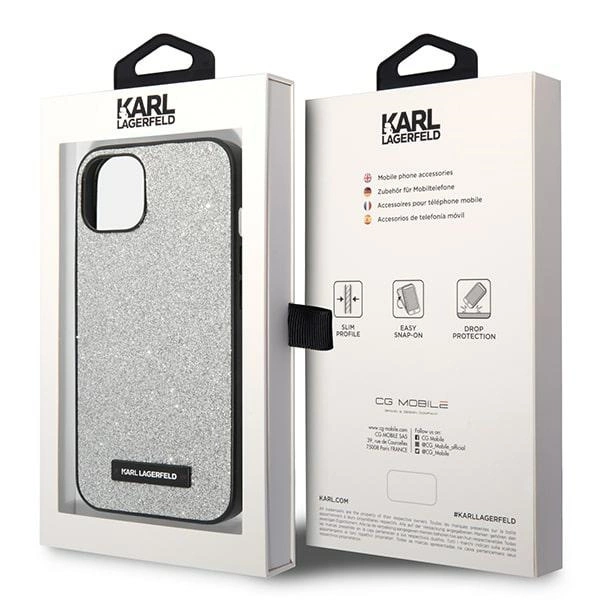Karl Lagerfeld KLHCP14SG2ELS iPhone 14 6.1 "hardcase silver / silver Glitter Plaque Logoeng