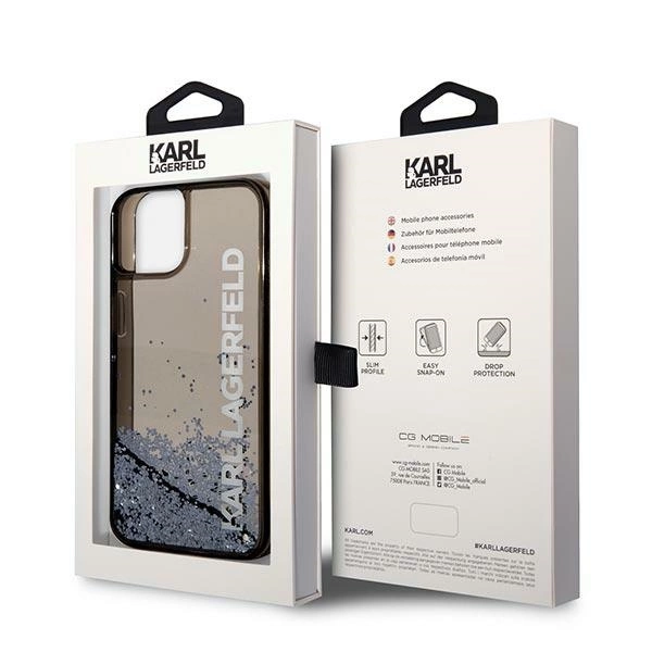 Karl Lagerfeld KLHCP14SLCKVK iPhone 14 6.1 "black / black hardcase Liquid Glitter Elongeng