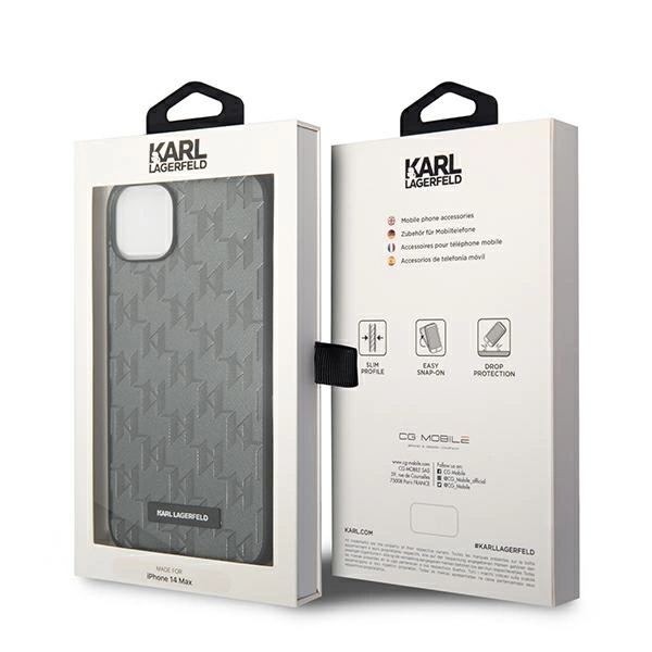 Karl Lagerfeld KLHCP14SSAKLHPG iPhone 14 6.1 "hardcase gray / gray Saffiano Mono Metal Logoeng